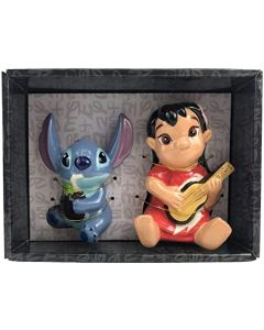 Caleiro de cerâmica e pimenteiro 10,16 cm - Lilo e Stitch com Ukulele e bebida Tiki - Disney