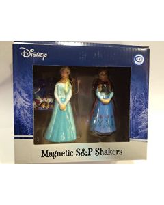 Enesco Conjunto de Saleiro e Pimenteiro Magnético de Cerâmica Elsa e Anna da Disney.