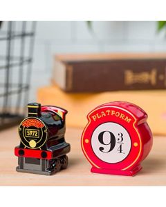 Saleiro e pimenteiro de cerâmica Harry Potter Hogwarts Express plataforma - Silver Buffalo
