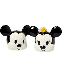 conjunto de saleiro e pimenteiro de cerâmica oficial da Disney, com o design clássico vintage do 90º aniversário do Mickey e da Minnie Mouse