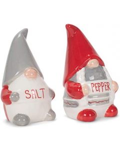 Gnomos de Natal de Cerâmica Conjunto Saleiro e Pimenteiro, de 8,89 centímetro