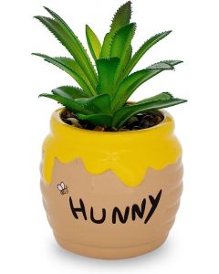 Mini Plantadeira de Cerâmica em Forma de Pote de Mel com Plantas Artificiais