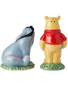 Saleiro e Pimenteiro Ursinho Pooh e Eeyore da Disney Cerâmica da Enesco - Multicolorido de 9,5 cm